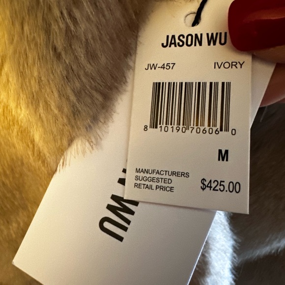 Jason Wu Collection Faux Fur Teddy Coat Ivory Wheat Stand Collar Sz M $425 - Picture 3 of 12